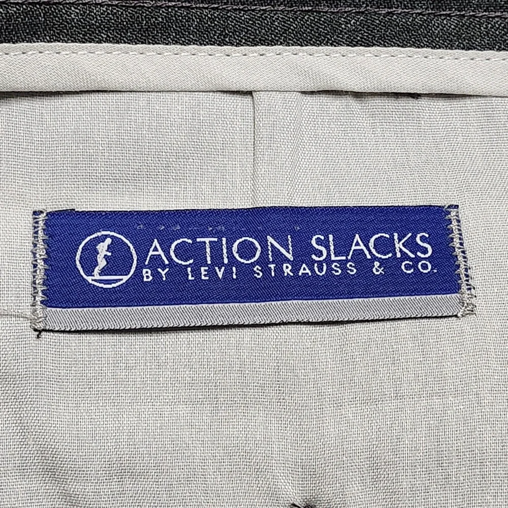 Vintage 1999 Levis‎ Action Slacks Mens 42x30 Gray Poly W42 L30 Dress Pants NOS